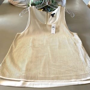 NWT  Faux Leather Perforated Fully lined sleeveless top with back zipper